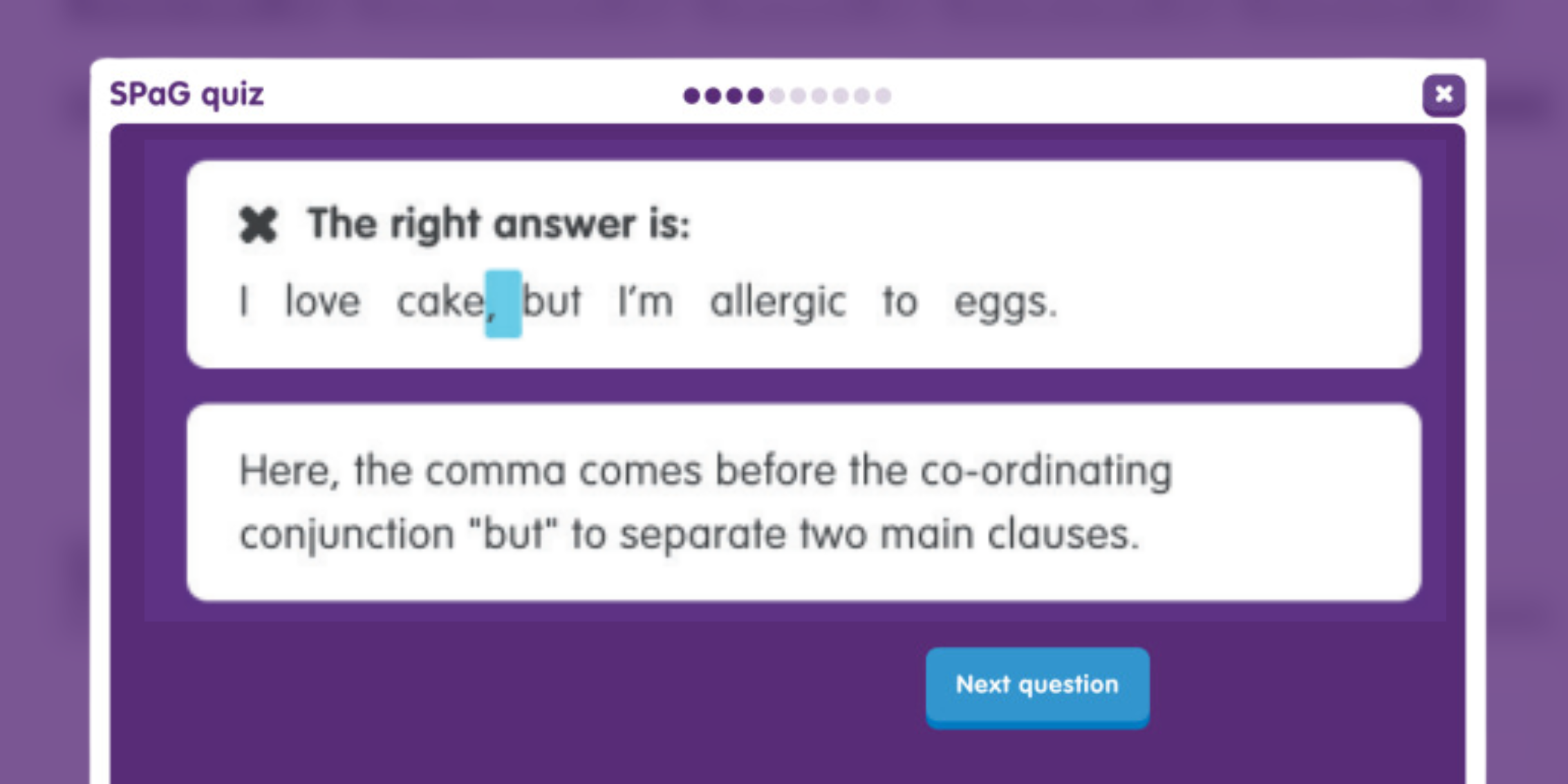 Educake Primary example homework or revision question.