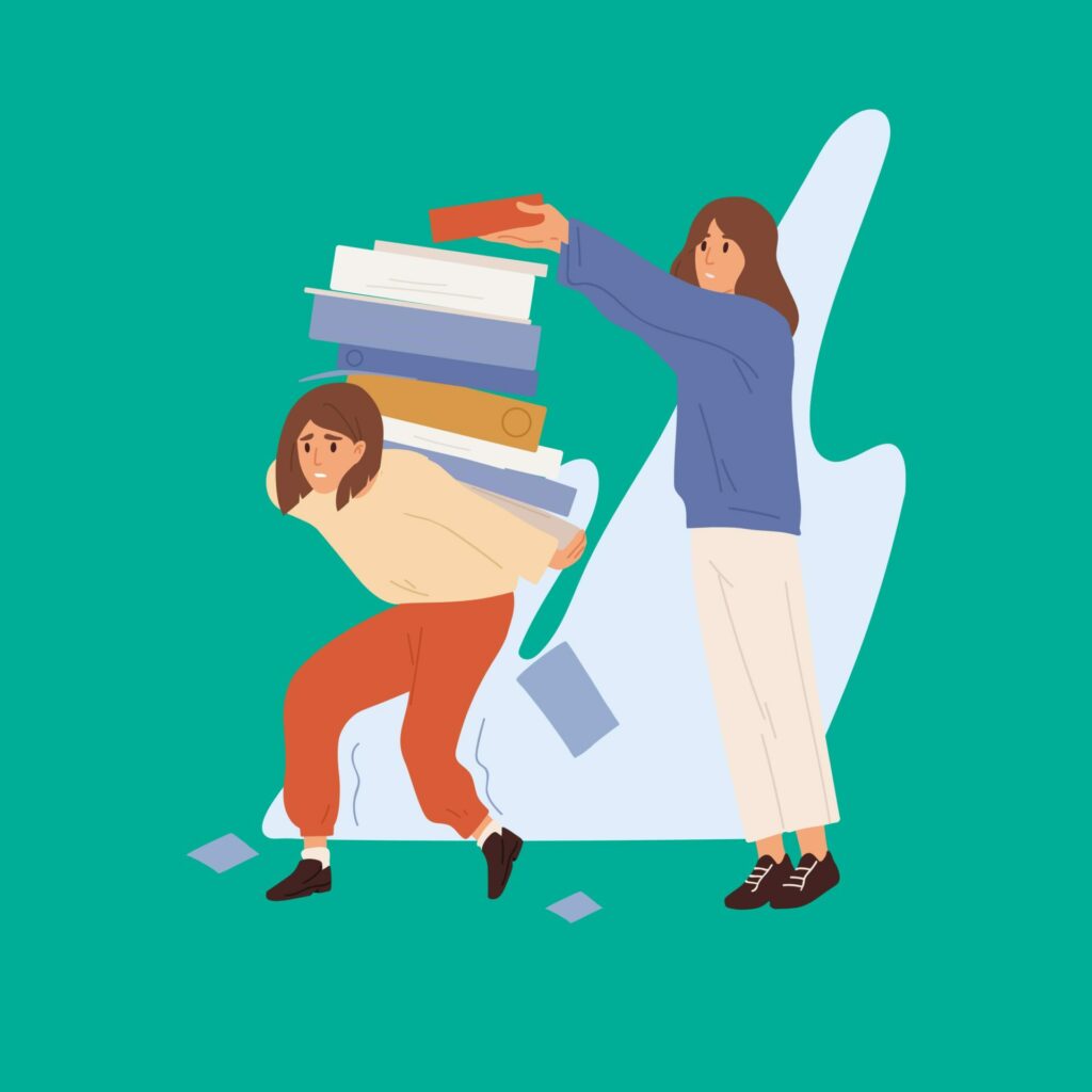 A high marking workload being put on a teacher