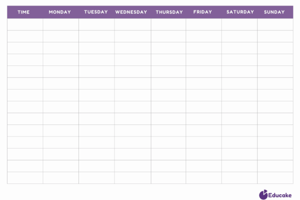 Blank revision calendar without times
